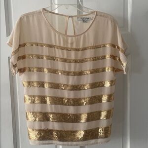 Forever 21 Gold Sequin Striped Blouse